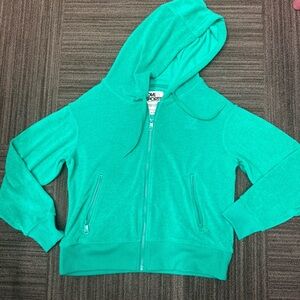 Love & Sports Women's Green Hoodie Jacket Terrycloth Flowy Tennis Racket